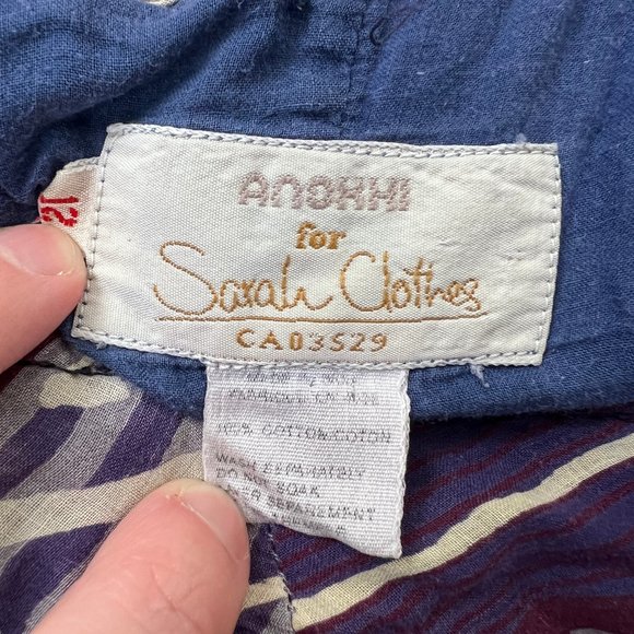 Vintage Anokhi Block Print Boho Lagenlook Midi Dress Relaxed Fit Slip 70's 80's - Picture 2 of 5